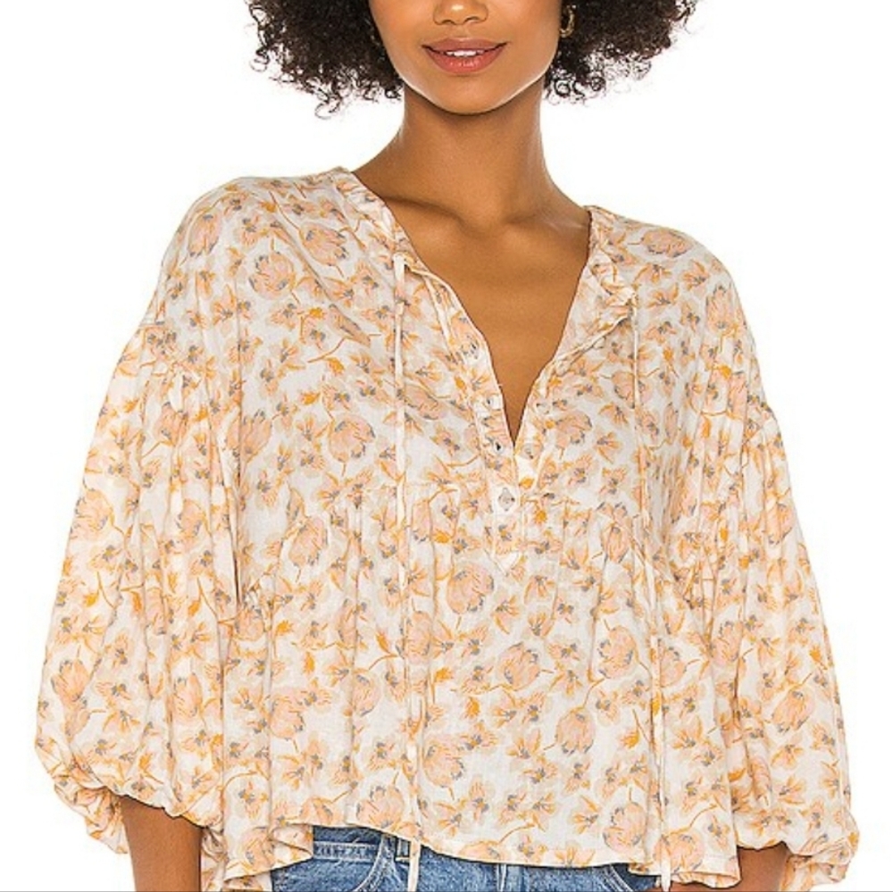 FREE PEOPLE HIGHLANDER TOP; IVORY COMBO